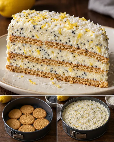 Kexkaka utan ugn med citron och vallmofrön — kokos