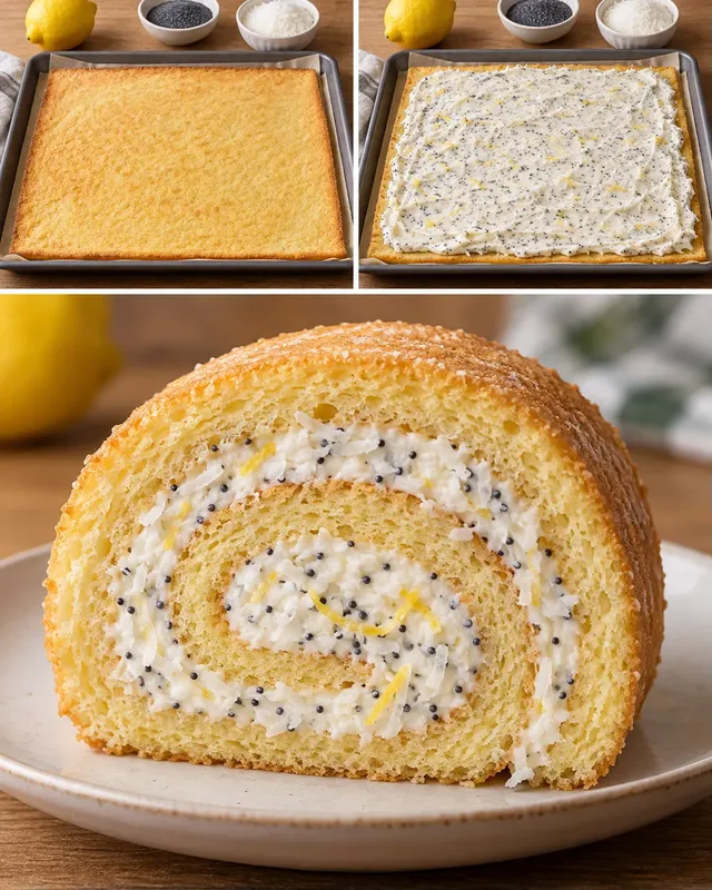 Rulltårta med citron och vallmofrön — kokos