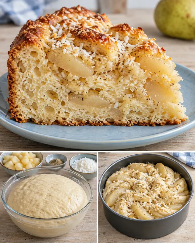 Söt jästkaka med kardemumma och päron — kokos