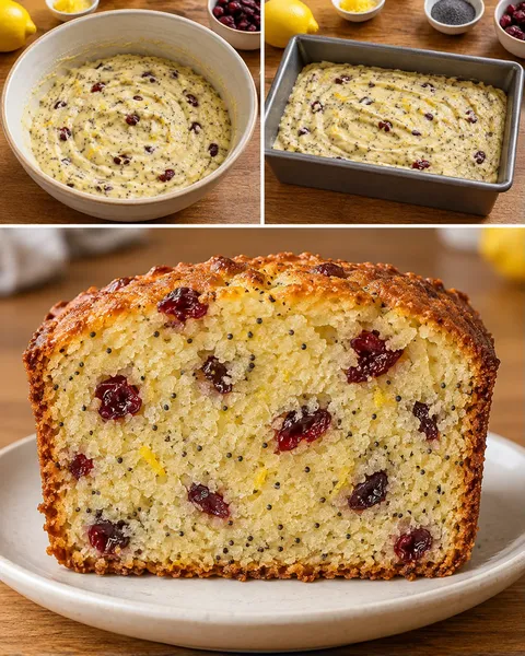 Smörkaka i avlång form med citron och vallmofrön — tranbär