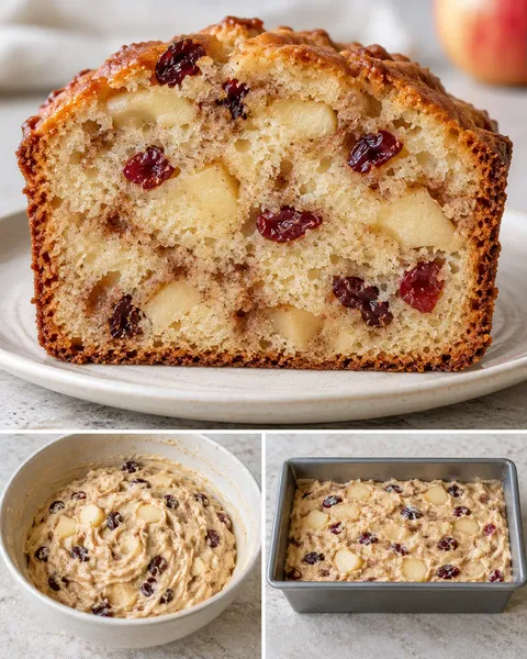 Smörkaka i avlång form med kanel och äpple — tranbär