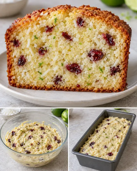 Smörkaka i avlång form med kokos och lime — tranbär