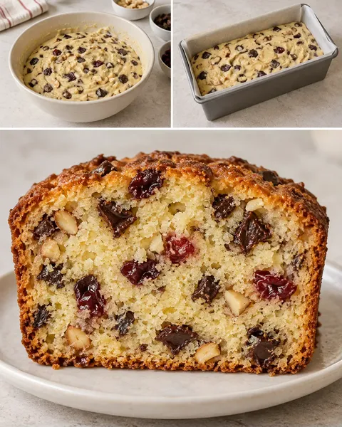 Smörkaka i avlång form med choklad och hasselnötter — tranbär