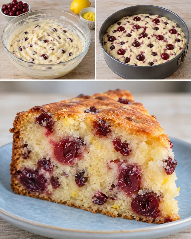 Yoghurtkaka med körsbär och citron — tranbär