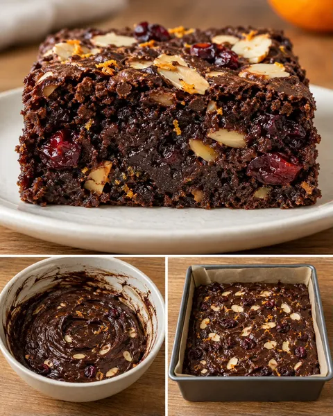 Brownies med apelsin och mandel — tranbär