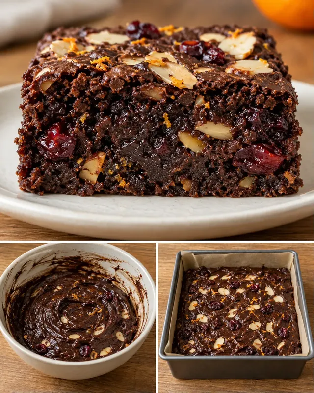 Brownies med apelsin och mandel — tranbär