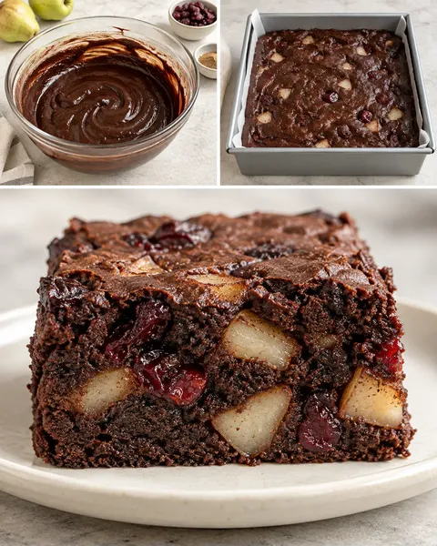 Brownies med kardemumma och päron — tranbär