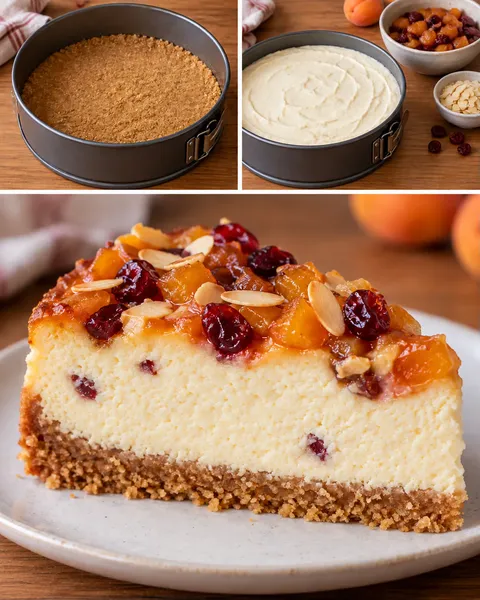 Ugnsbakad cheesecake med aprikoser och mandel — tranbär