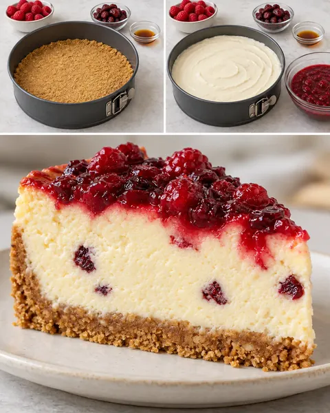 Ugnsbakad cheesecake med hallon och vanilj — tranbär