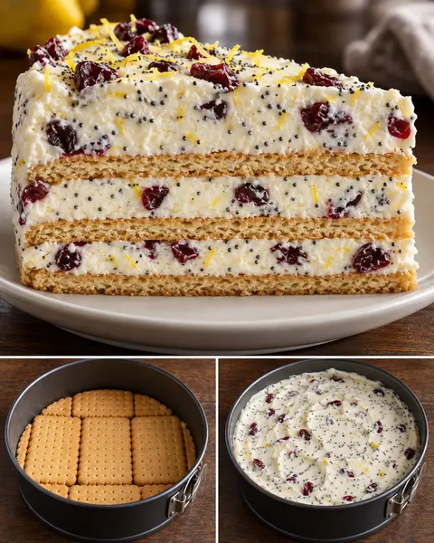 Kexkaka utan ugn med citron och vallmofrön — tranbär