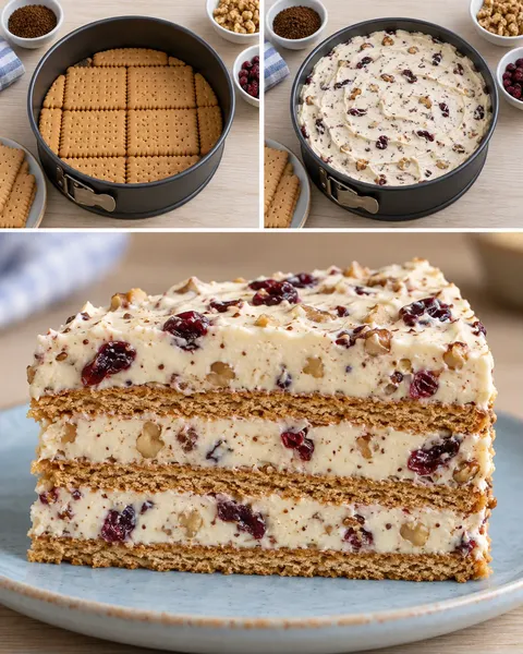 Kexkaka utan ugn med kaffe och valnötter — tranbär