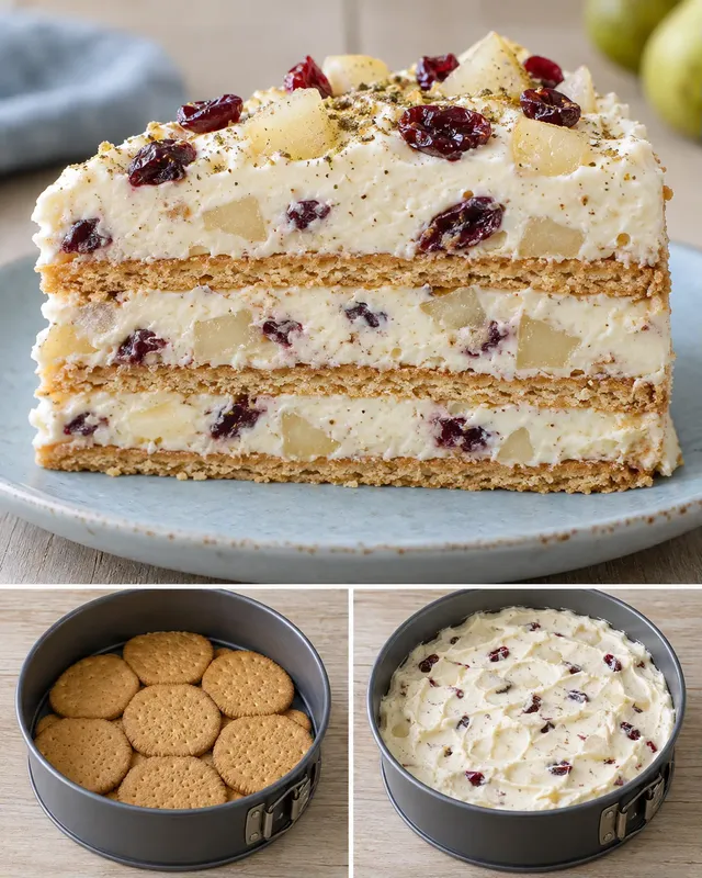 Kexkaka utan ugn med kardemumma och päron — tranbär