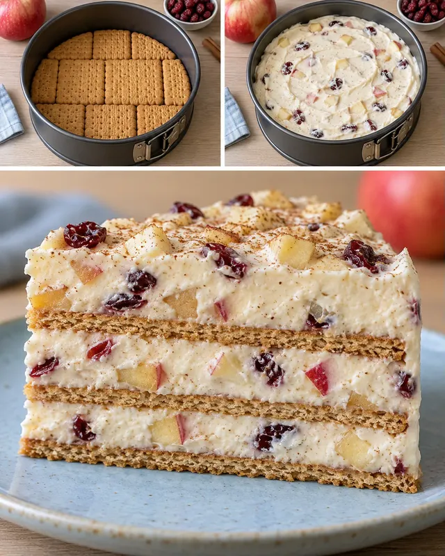 Kexkaka utan ugn med kanel och äpple — tranbär