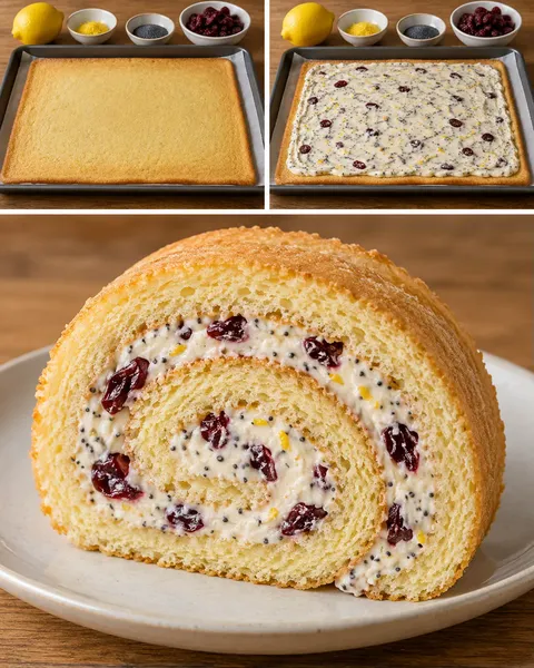 Rulltårta med citron och vallmofrön — tranbär