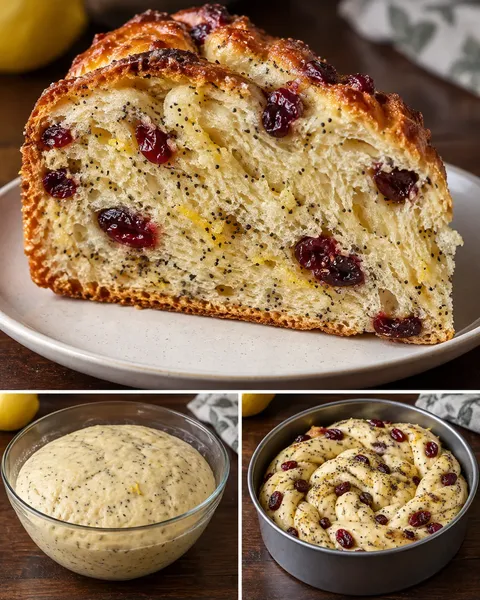 Söt jästkaka med citron och vallmofrön — tranbär