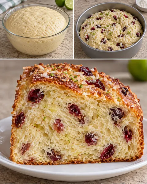 Söt jästkaka med kokos och lime — tranbär