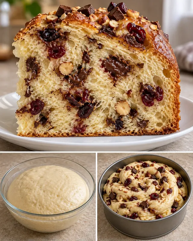 Söt jästkaka med choklad och hasselnötter — tranbär
