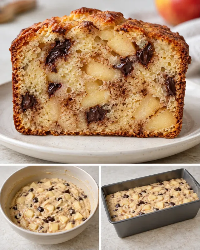 Smörkaka i avlång form med kanel och äpple — mörk choklad