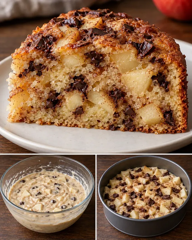 Yoghurtkaka med äpple och kanel — mörk choklad