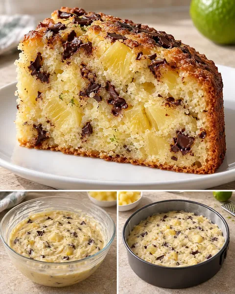 Yoghurtkaka med ananas och lime — mörk choklad