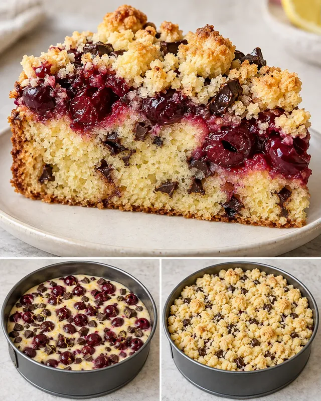 Smulkaka med körsbär och citron — mörk choklad
