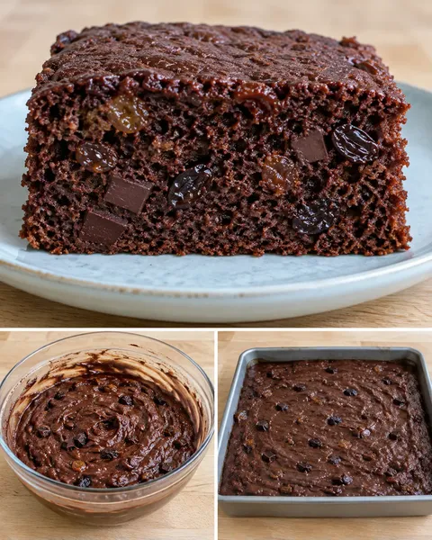 Chokladkaka i långpanna med vanilj och russin — mörk choklad