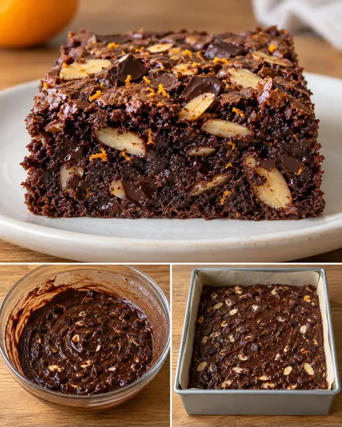 Brownies med apelsin och mandel — mörk choklad