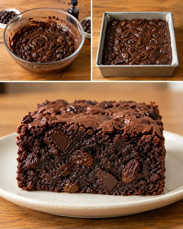 Brownies med vanilj och russin — mörk choklad