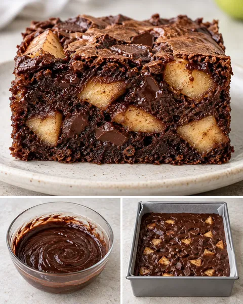 Brownies med kanel och äpple — mörk choklad