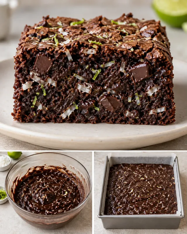 Brownies med kokos och lime — mörk choklad