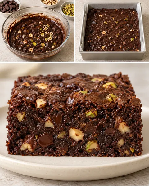 Brownies med choklad och hasselnötter — pistagenötter