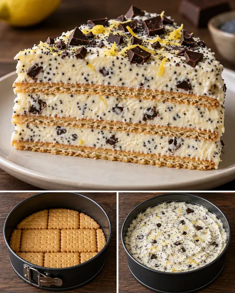 Kexkaka utan ugn med citron och vallmofrön — mörk choklad
