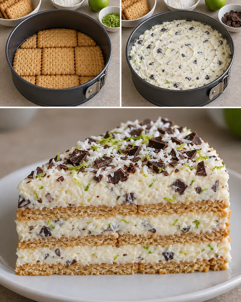 Kexkaka utan ugn med kokos och lime — mörk choklad