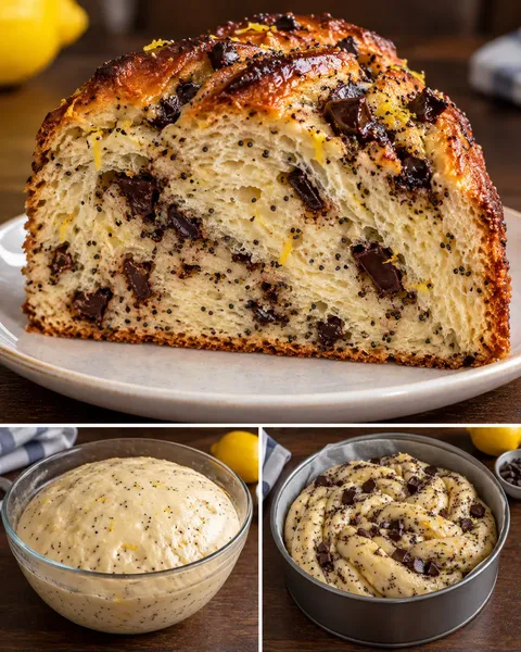 Söt jästkaka med citron och vallmofrön — mörk choklad