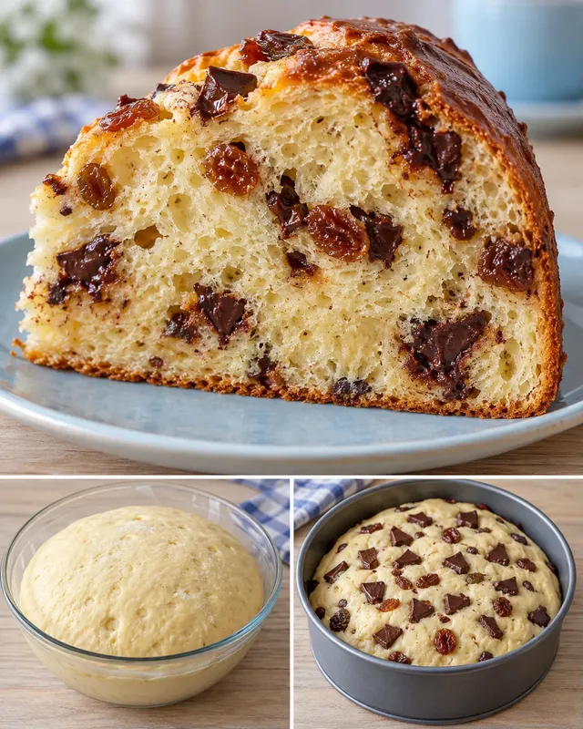 Söt jästkaka med vanilj och russin — mörk choklad