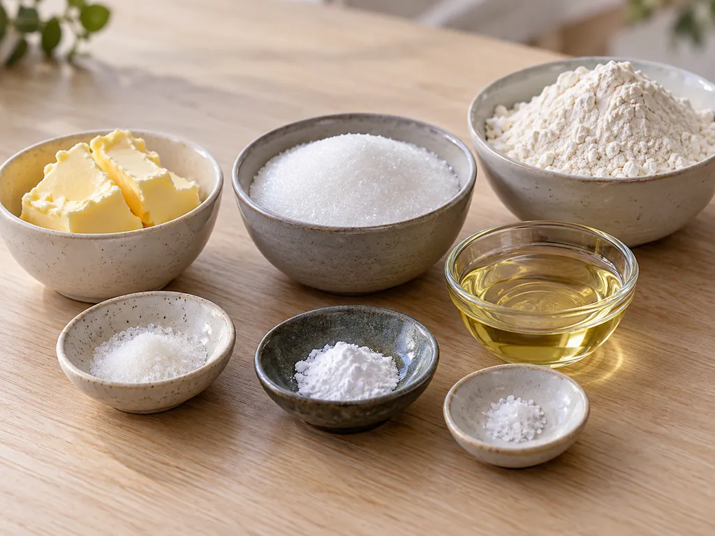 Smör, socker, vaniljsocker, rapsolja, vetemjöl, hjorthornssalt och salt till drömmar