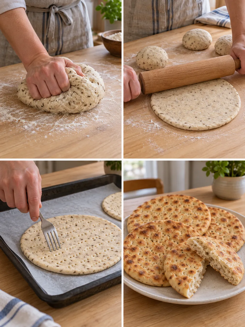 Gáhkko knådas, kavlas och naggas innan de färdiga brödkakorna serveras