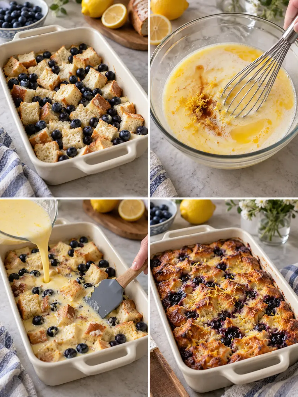 Brödpudding med blåbär och citron