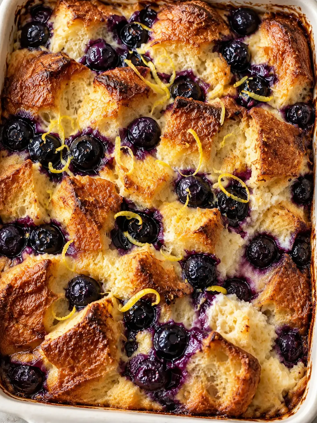 Brödpudding med blåbär och citron