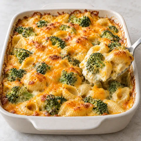 Pastagratäng med broccoli och cheddar