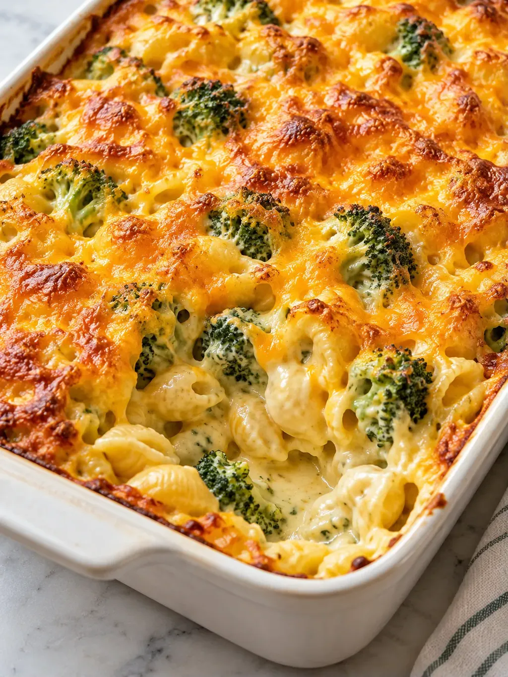 Pastagratäng med broccoli och cheddar