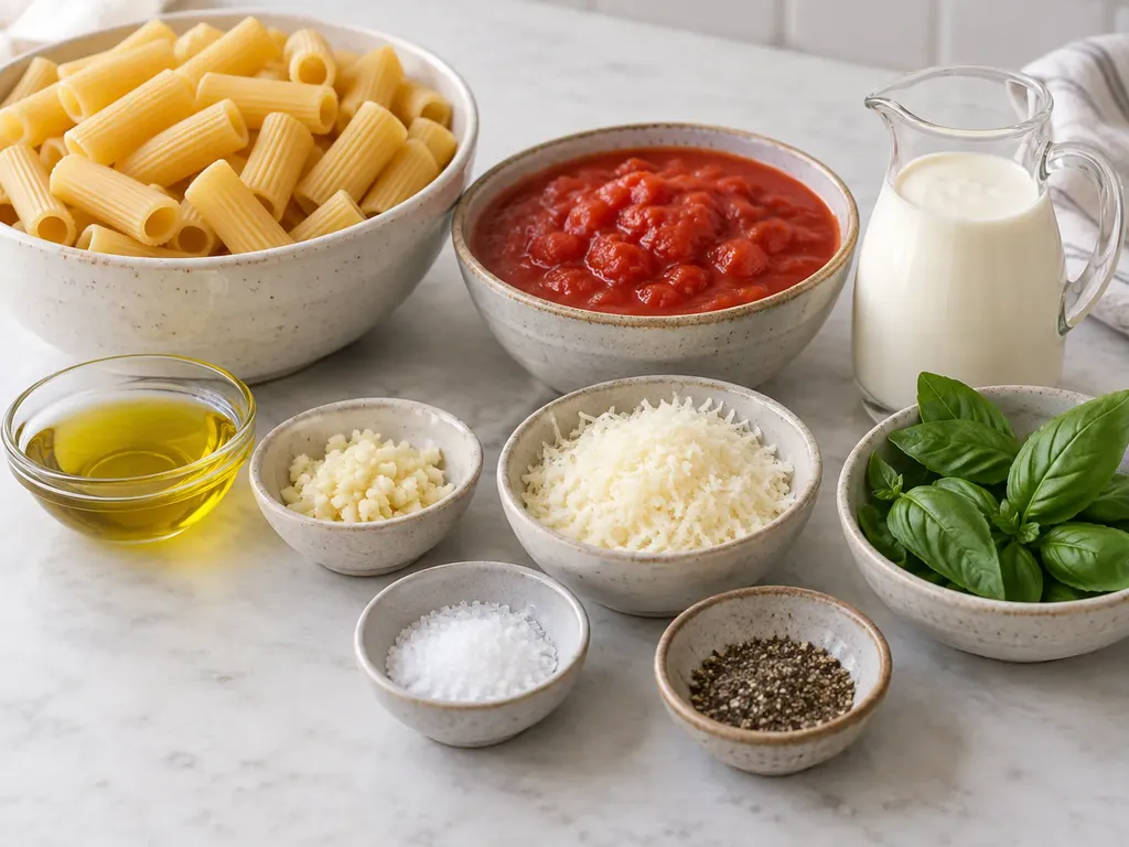 Krämig tomatpasta med basilika