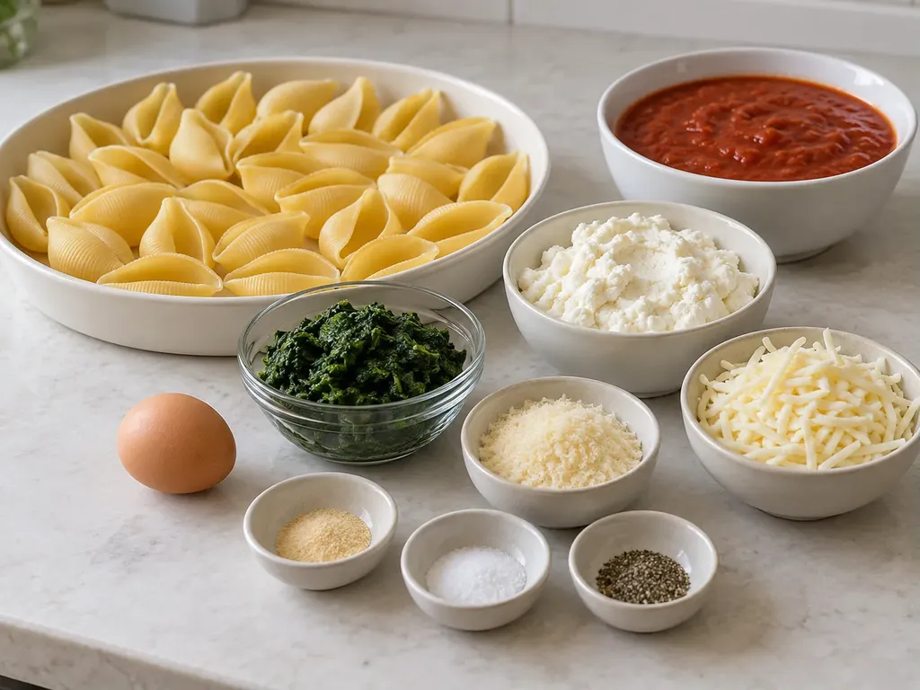 Pastasnäckor fyllda med spenat och ricotta
