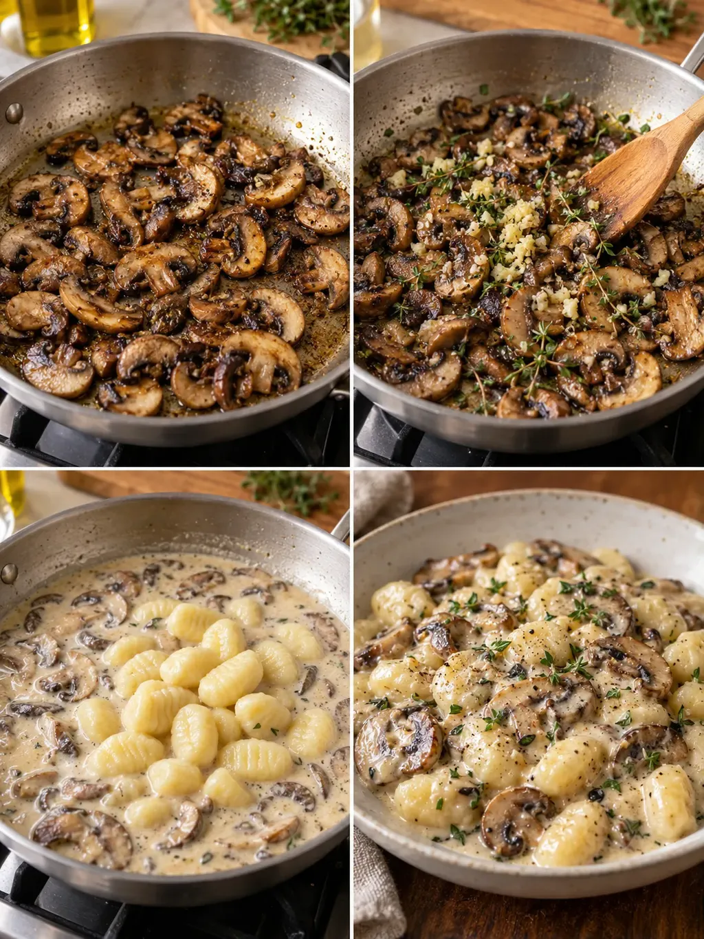 Krämig gnocchi med svamp och timjan