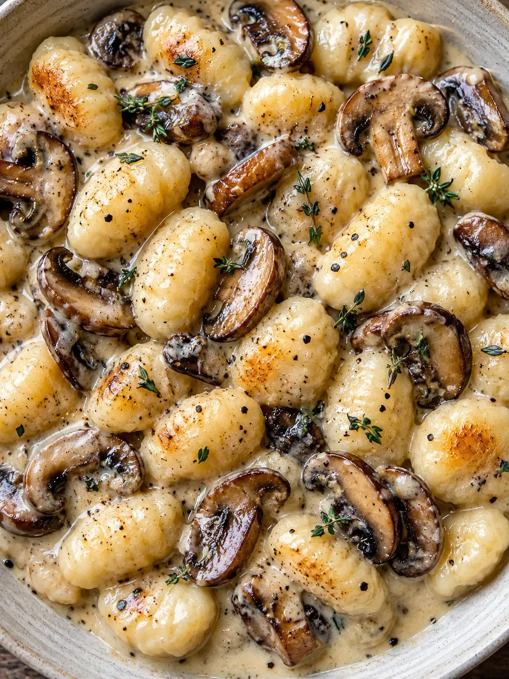 Krämig gnocchi med svamp och timjan