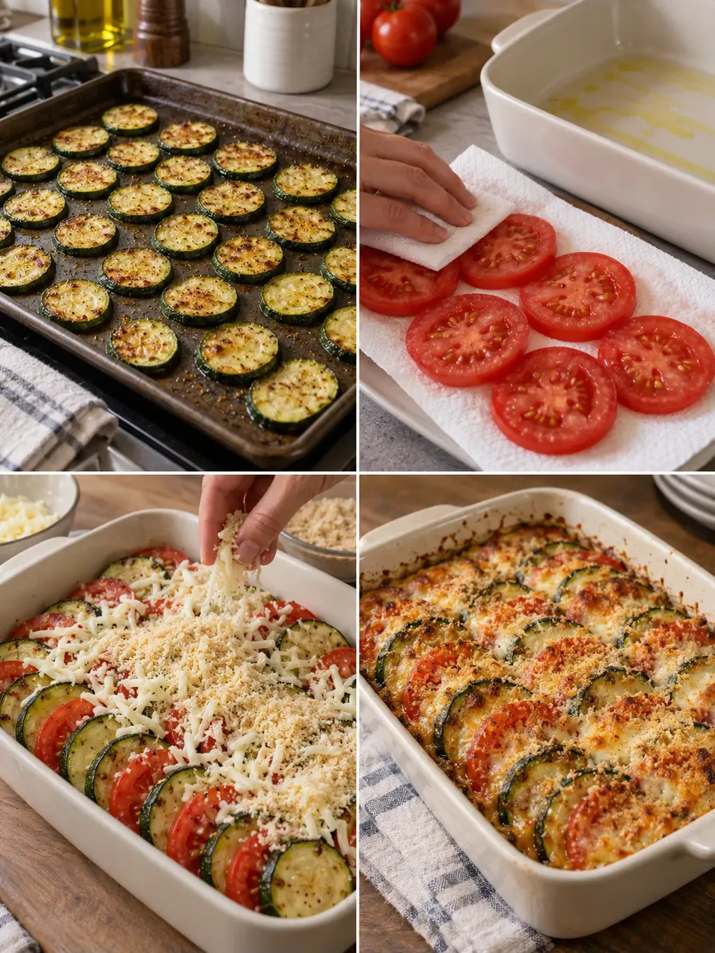 Zucchini- och tomatgratäng med mozzarella