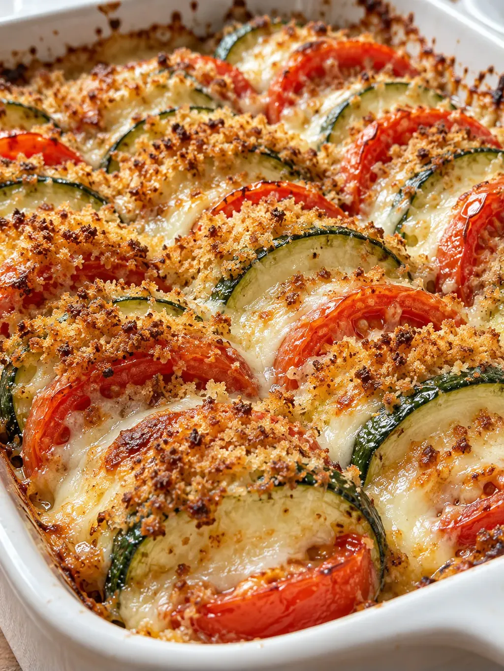 Zucchini- och tomatgratäng med mozzarella