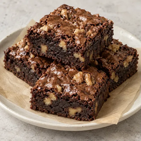 Kladdiga kakaobrownies med valnötter