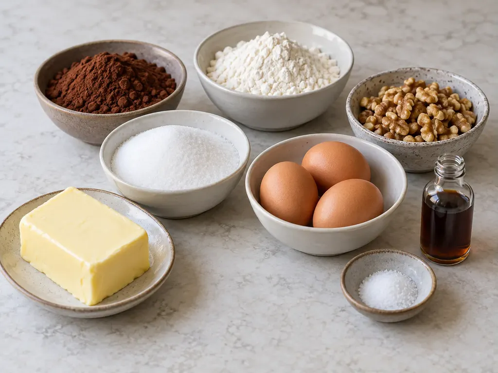 Kladdiga kakaobrownies med valnötter