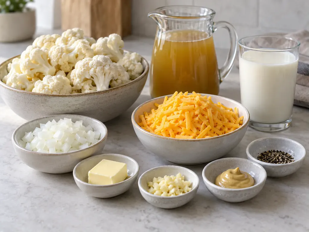 Krämig blomkålssoppa med cheddar
